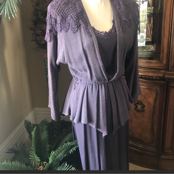 Romantic Boho Lace Crochet Vintage Spencer Alexis Dress Purple Size 6 - Picture 7 of 16